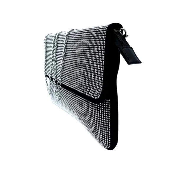 Badgley Mischka LUX Rhinestone & Black Velvet Envelope Clutch - Picture 4 of 9